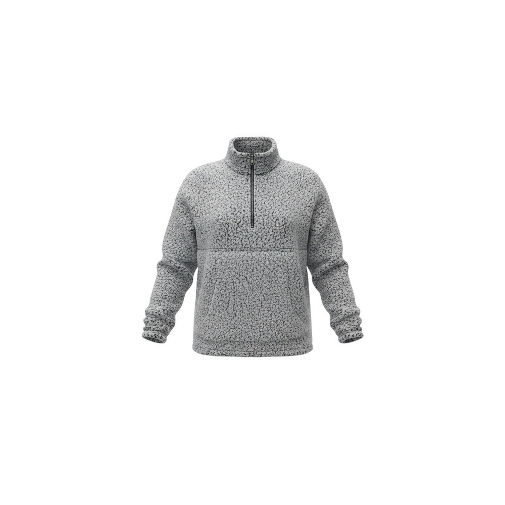 Emily B Sherpa Pullover Womens XL Grey Excellent Quarter Zip Fleece Pocket